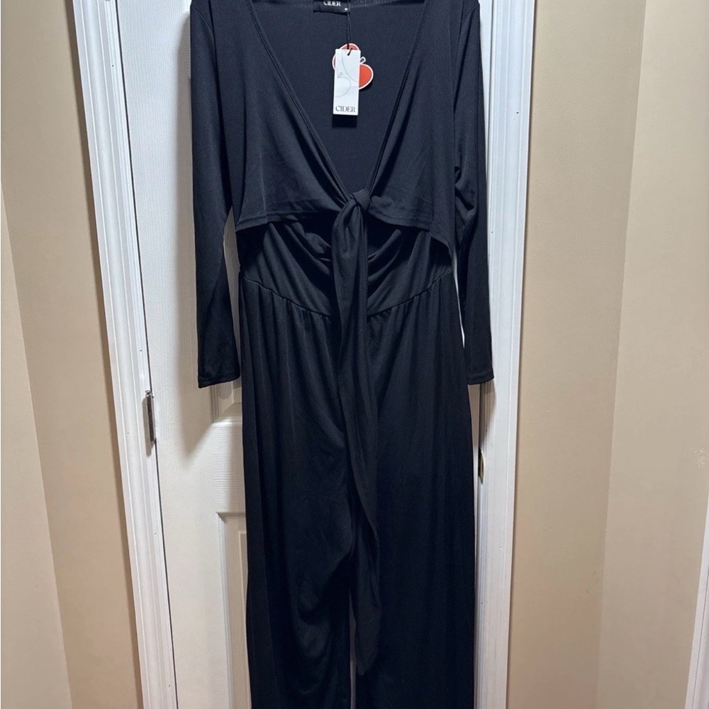 CiderWoman’s Black Wide Leg Jumper Size 1x Front Wrap NWT - Picture 2 of 3
